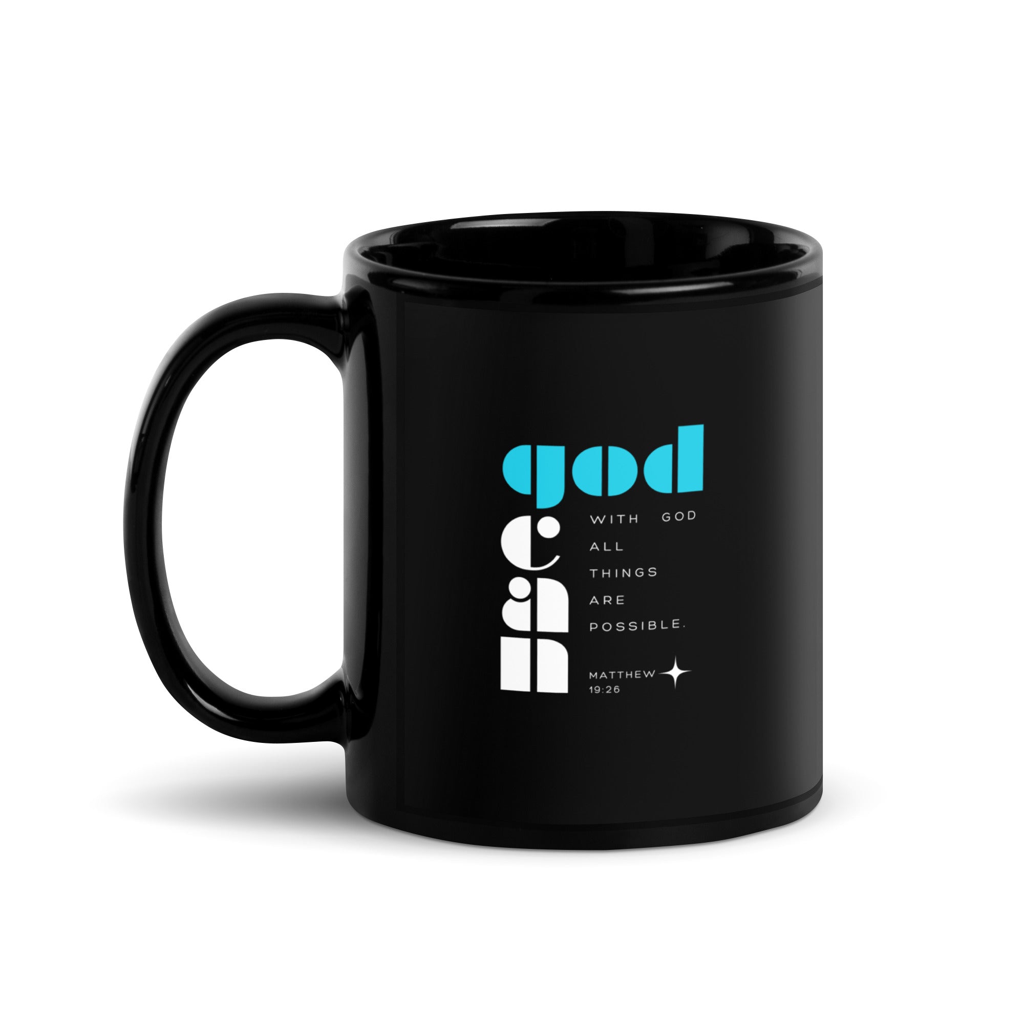 Black Glossy Mug - Matthew 19:26