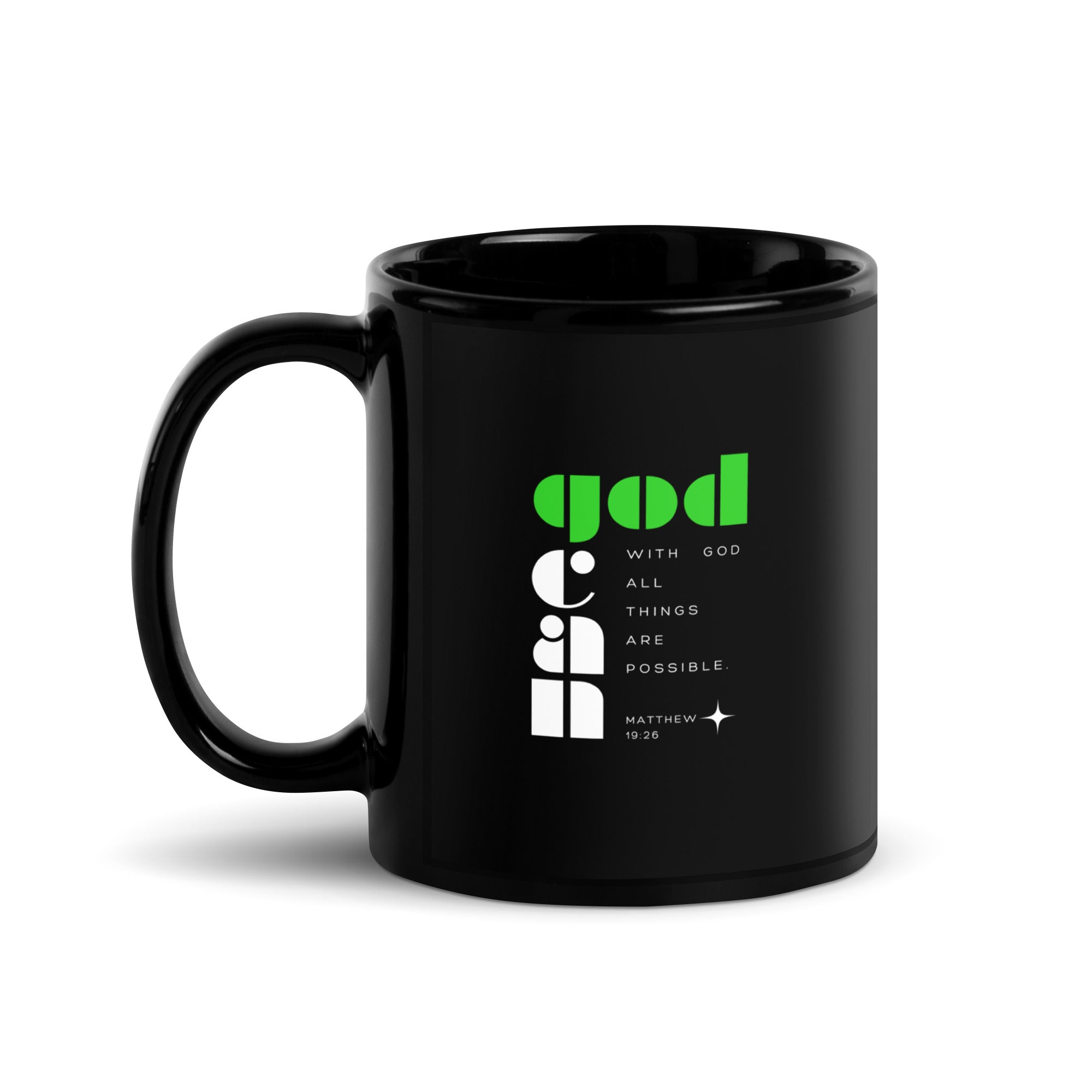 Black Glossy Mug - Matthew 19:26
