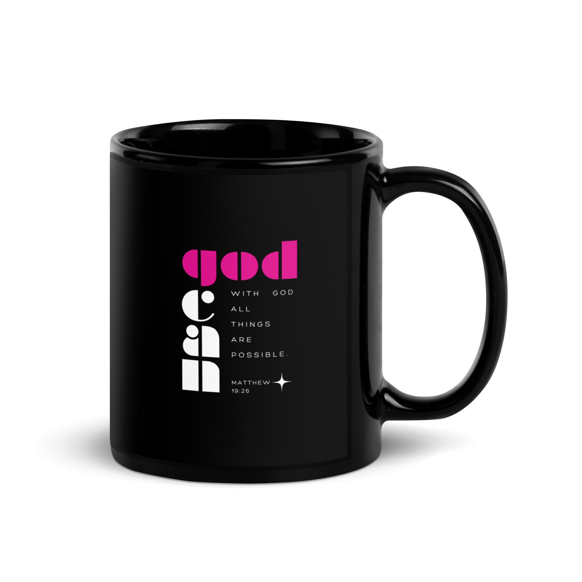 Black Glossy Mug - Matthew 19:26