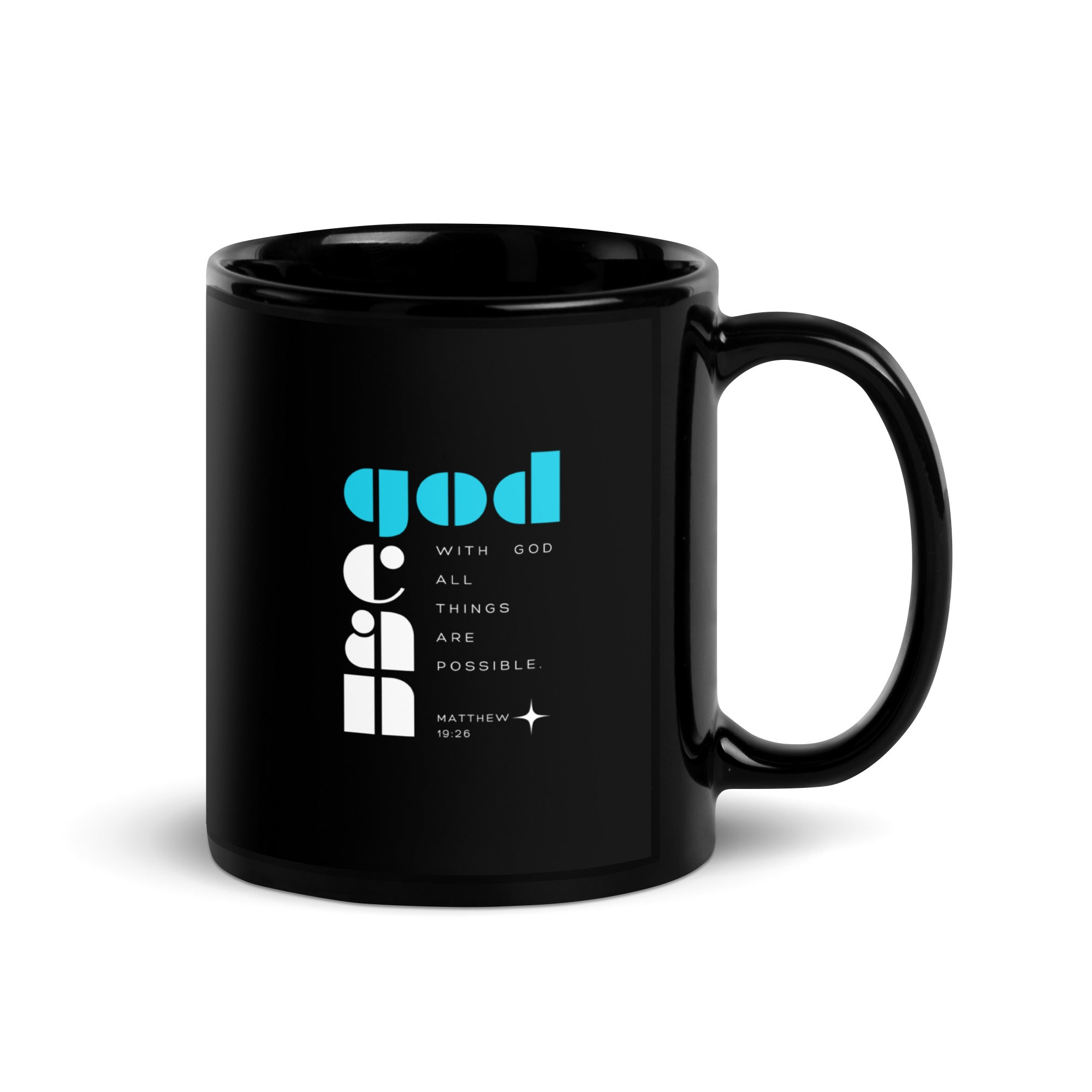 Black Glossy Mug - Matthew 19:26