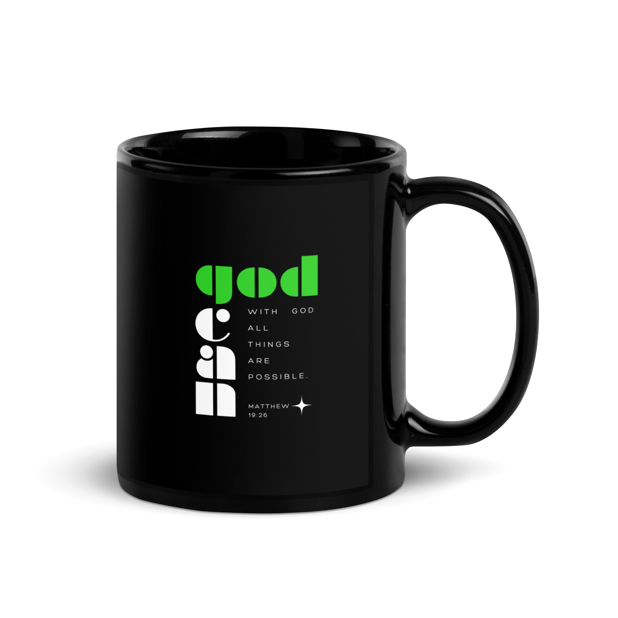 Black Glossy Mug - Matthew 19:26