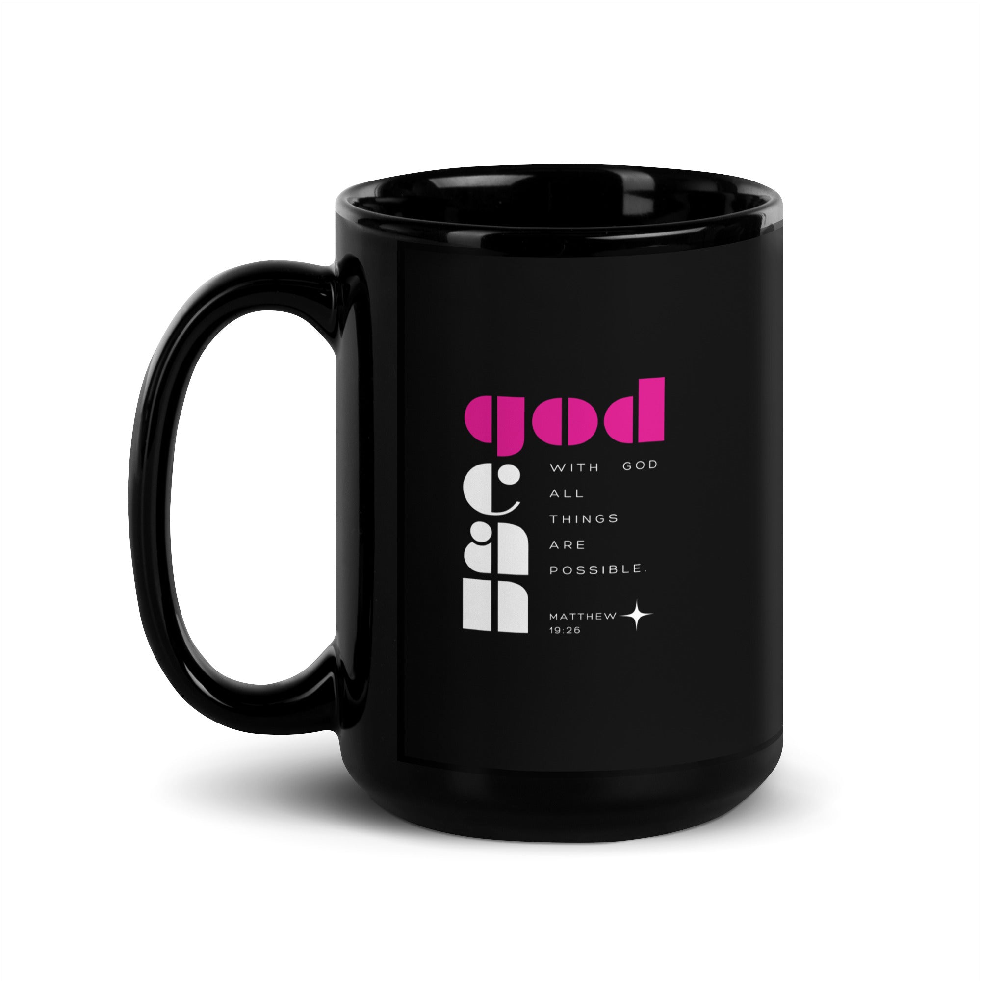 Black Glossy Mug - Matthew 19:26