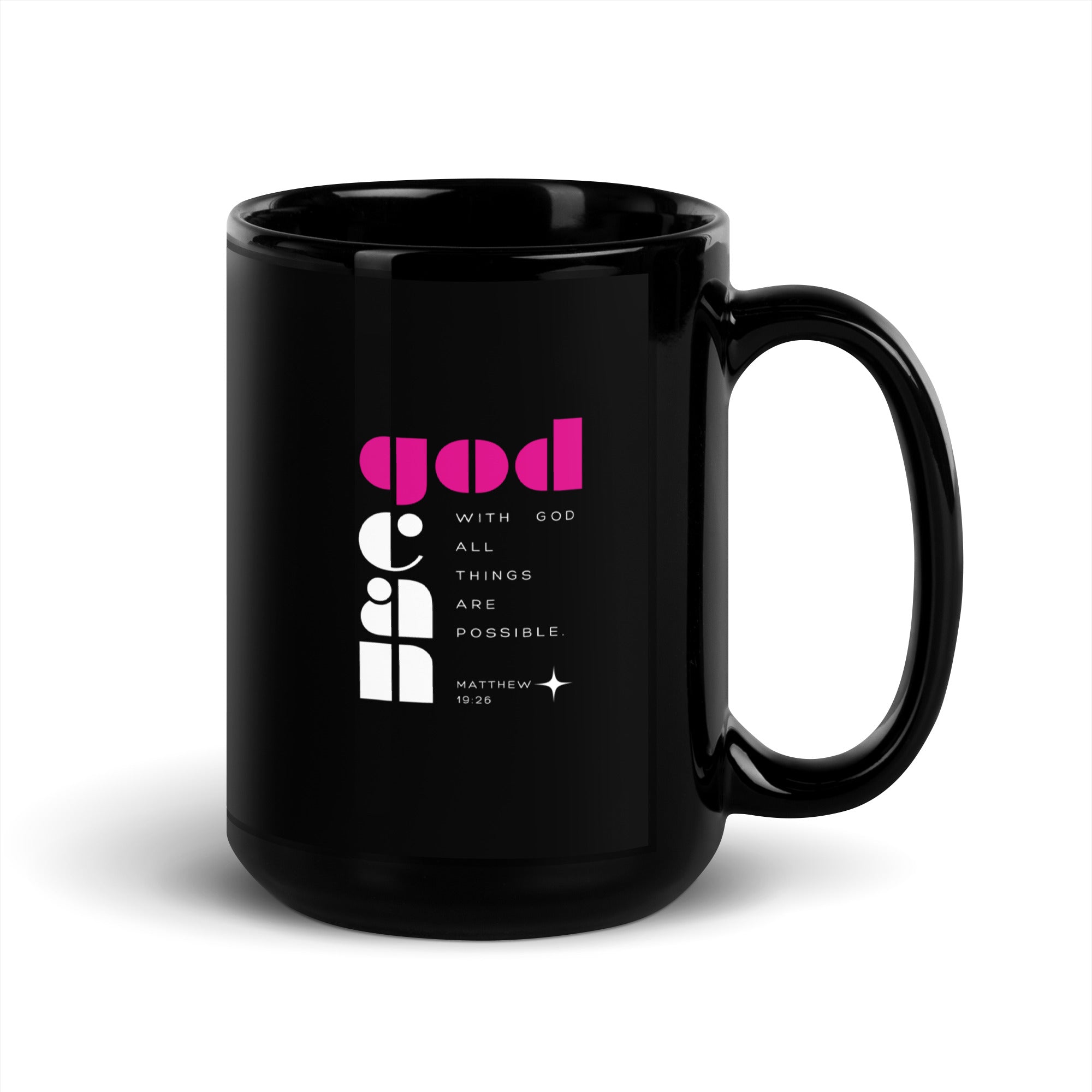 Black Glossy Mug - Matthew 19:26