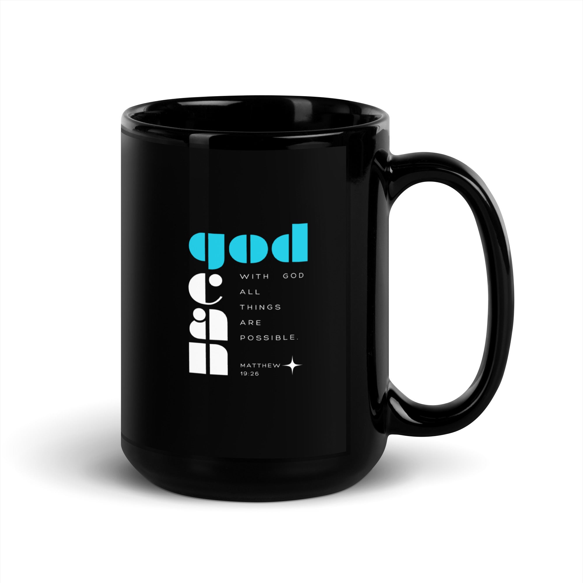 Black Glossy Mug - Matthew 19:26