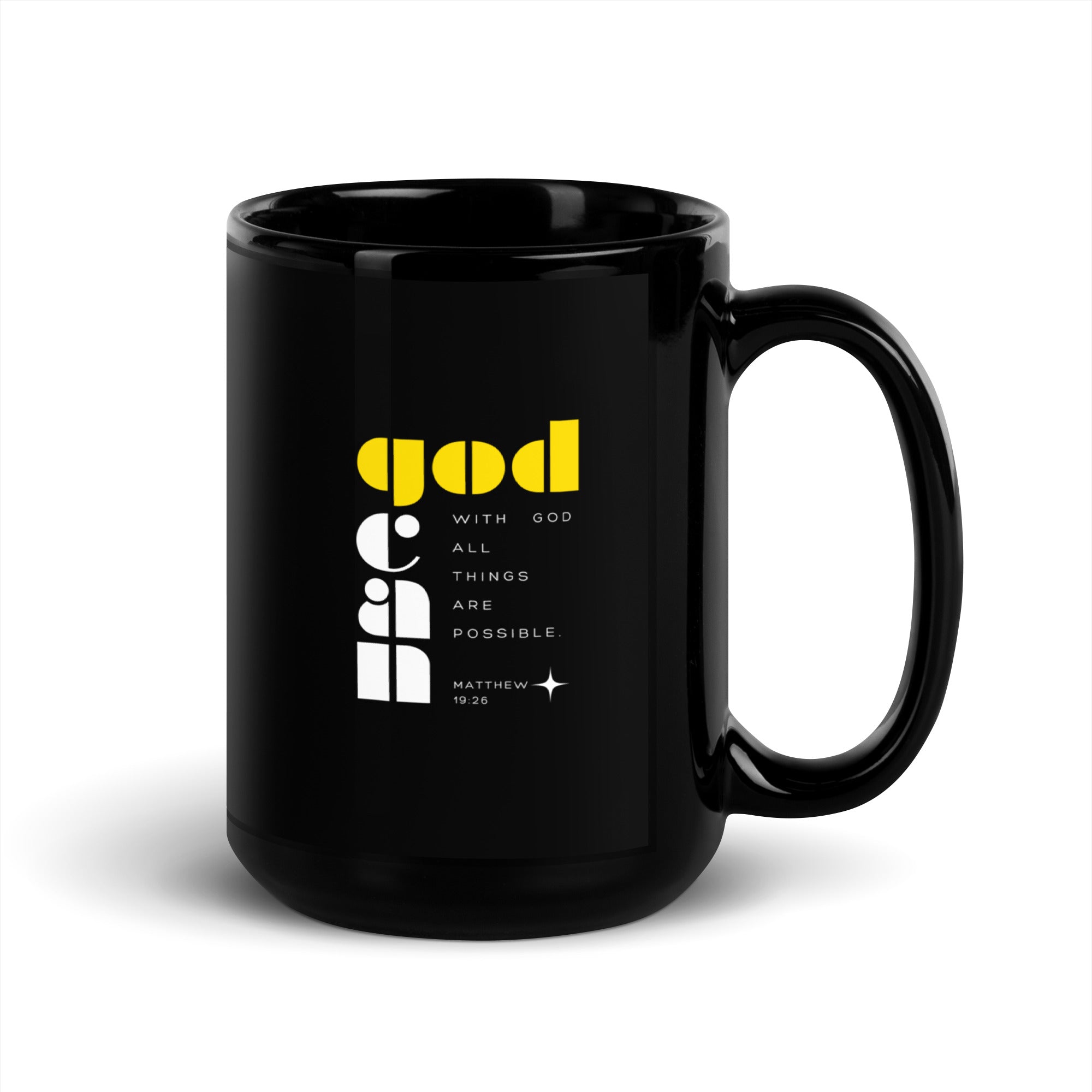 Black Glossy Mug - Matthew 19:26