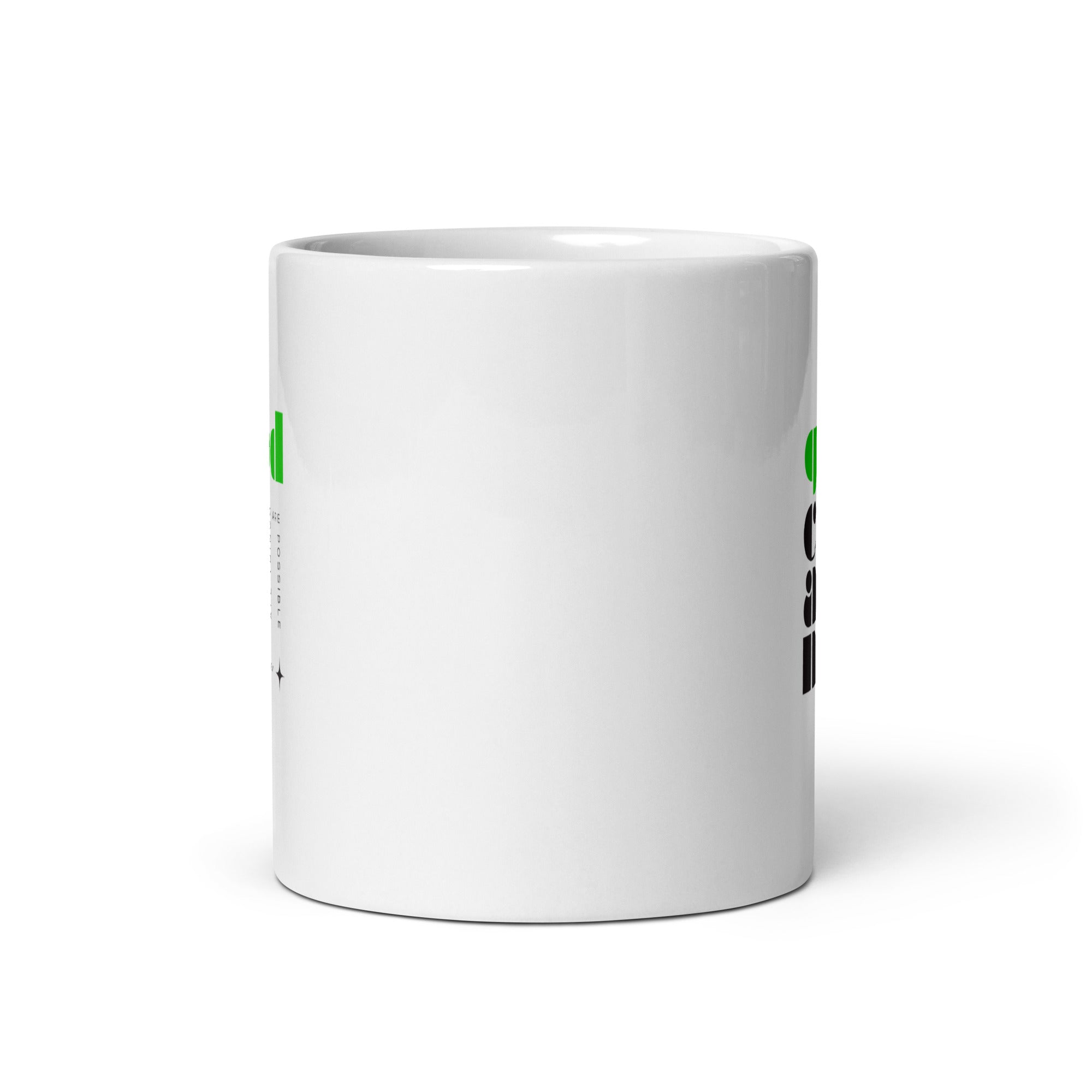 White glossy mug - Matthew 19:26