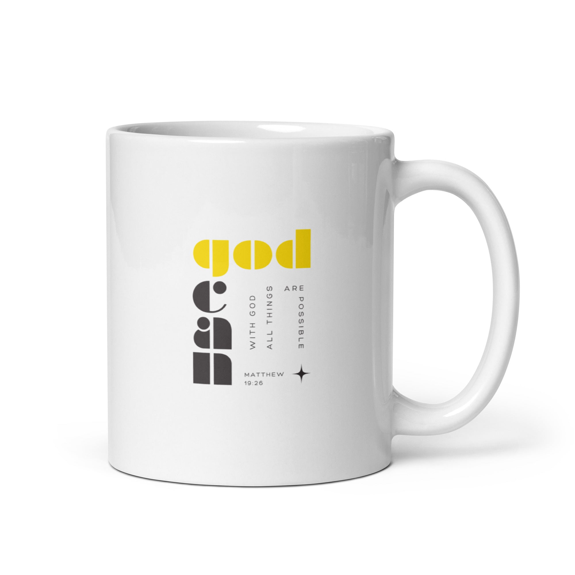 White glossy mug - Matthew 19:26