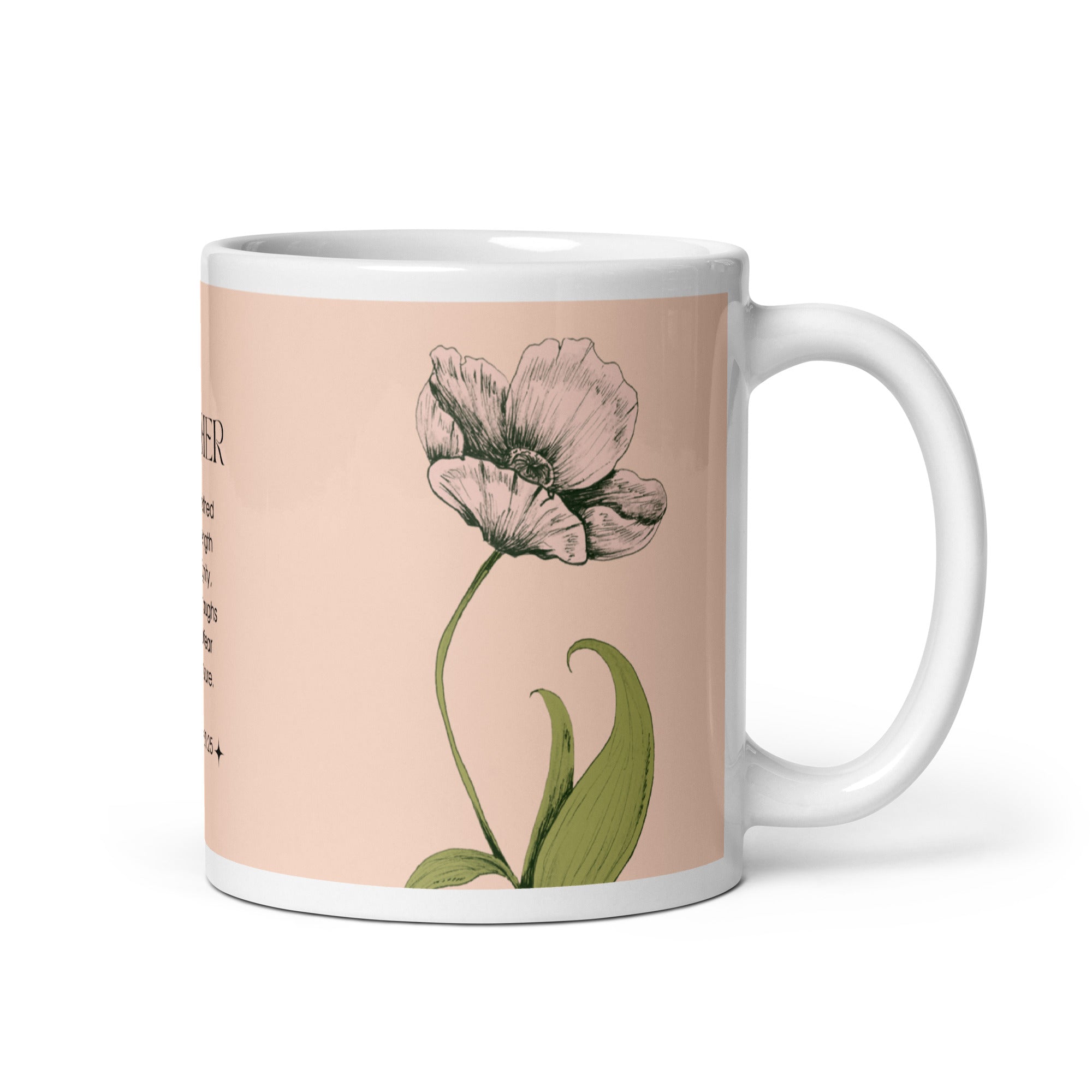 White glossy mug - Mother - Proverbs 31:25