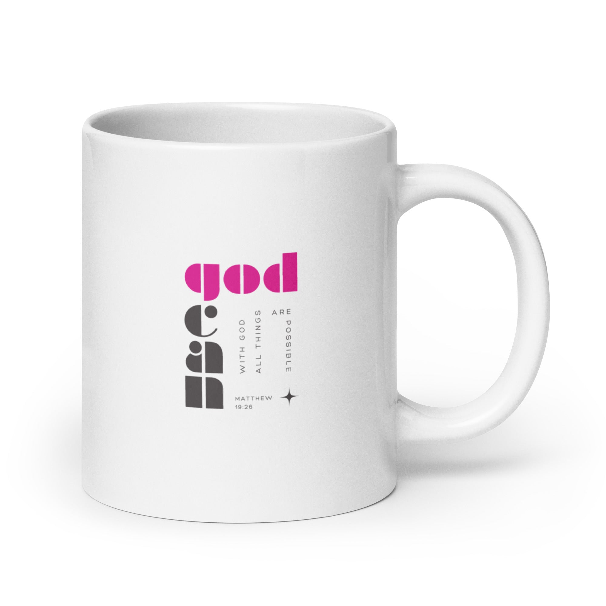 White glossy mug - Matthew 19:26