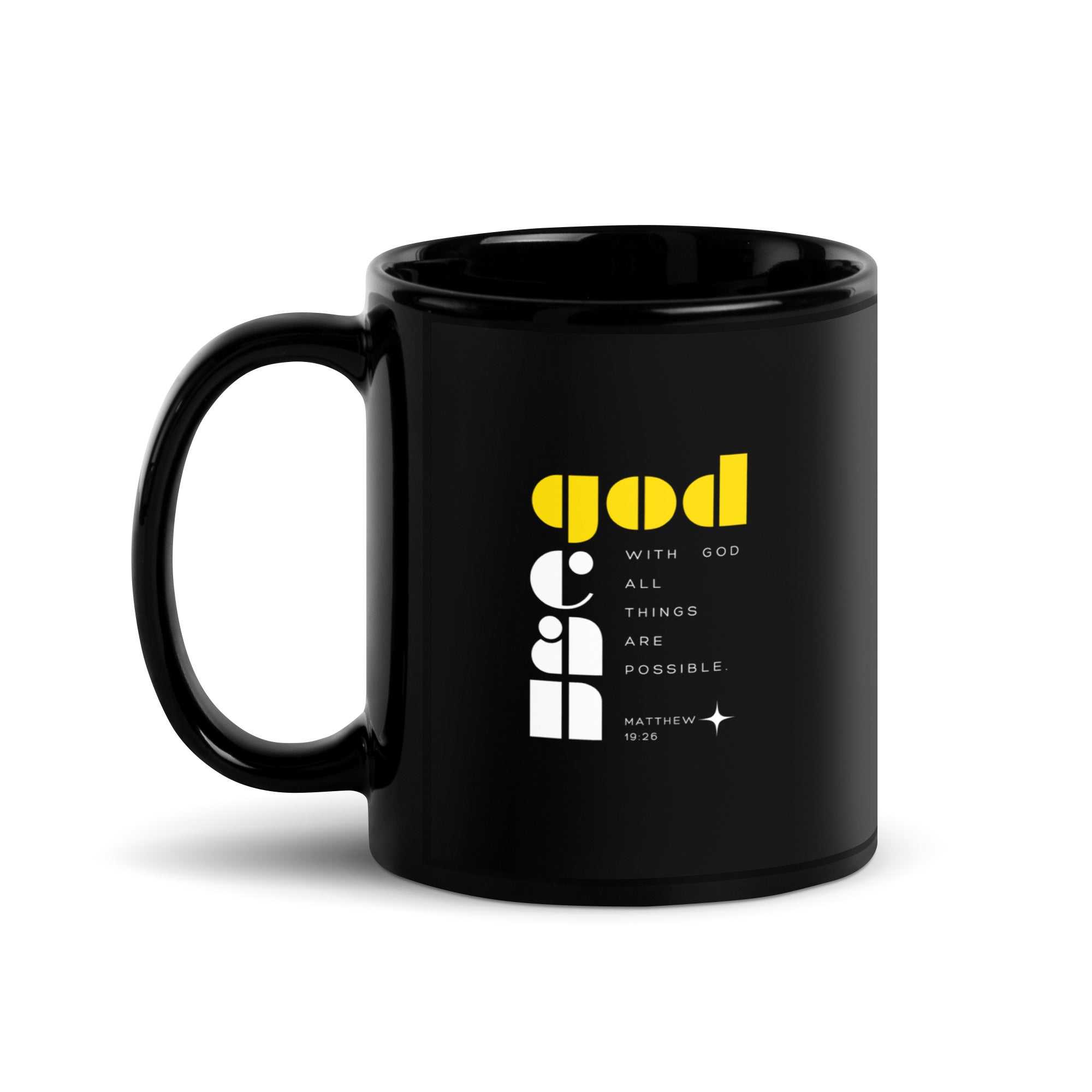 Black Glossy Mug - Matthew 19:26