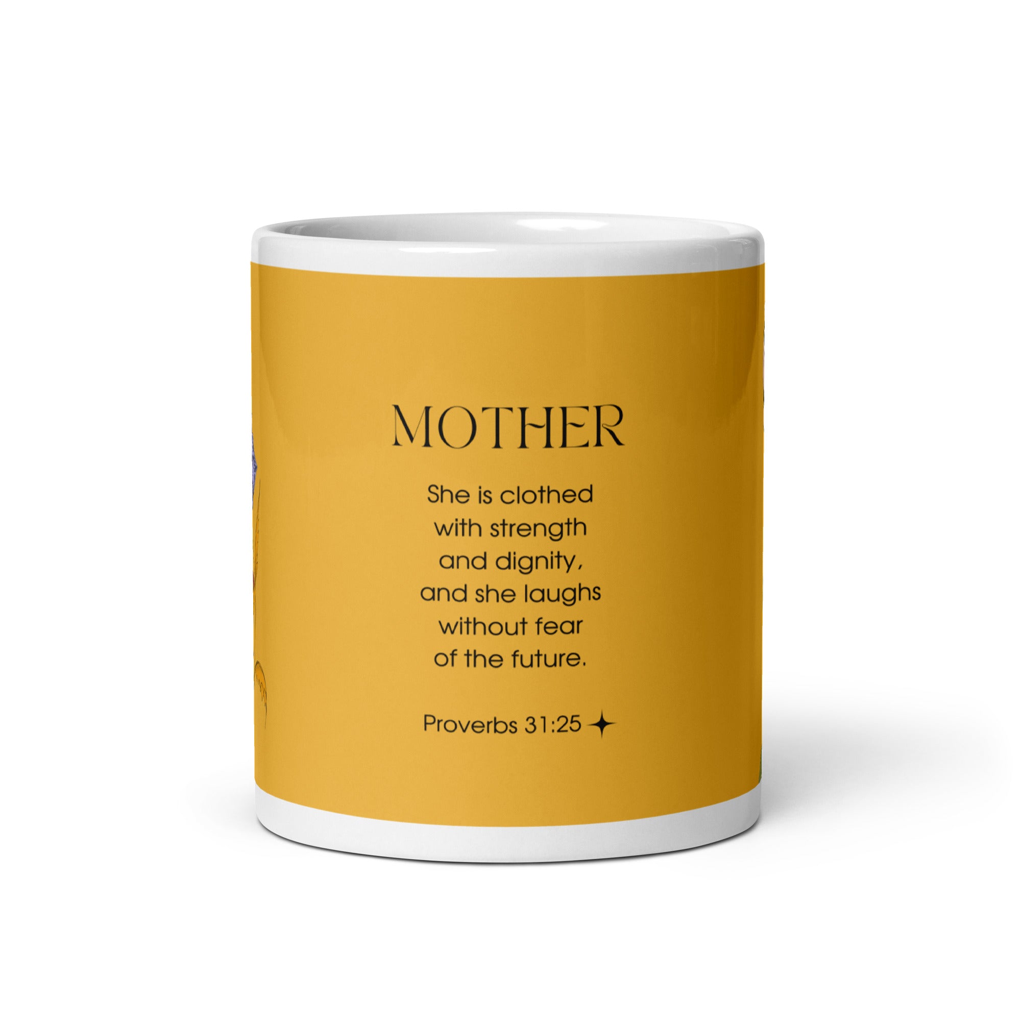 White glossy mug - Mother - Proverbs 31:25