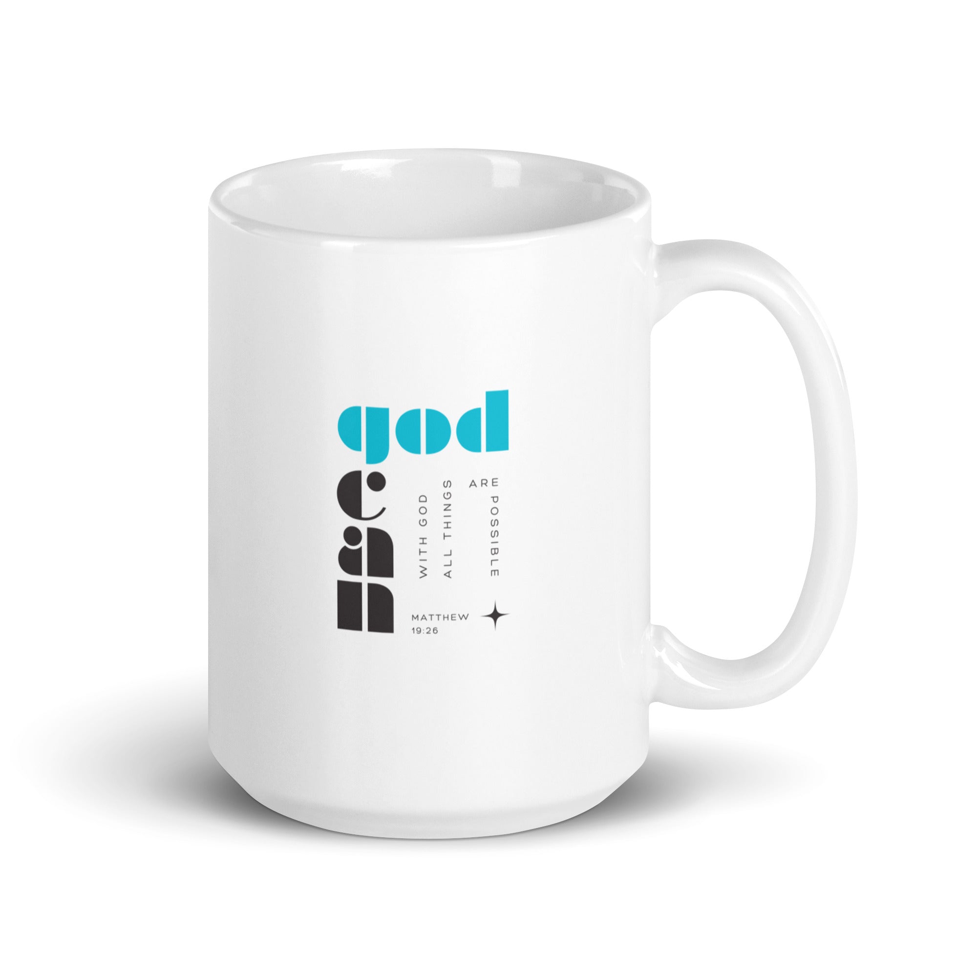 White glossy mug - Matthew 19:26