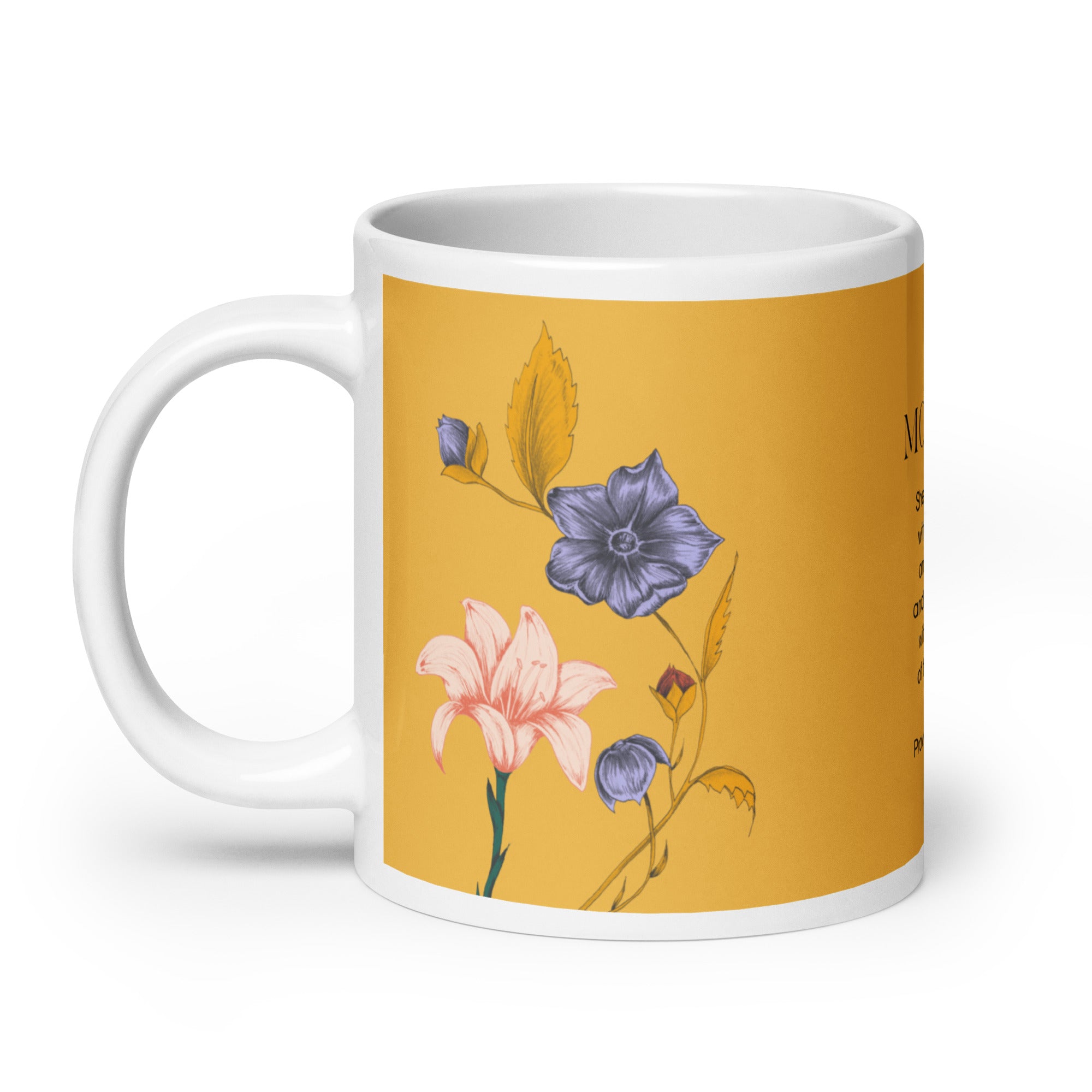 White glossy mug - Mother - Proverbs 31:25